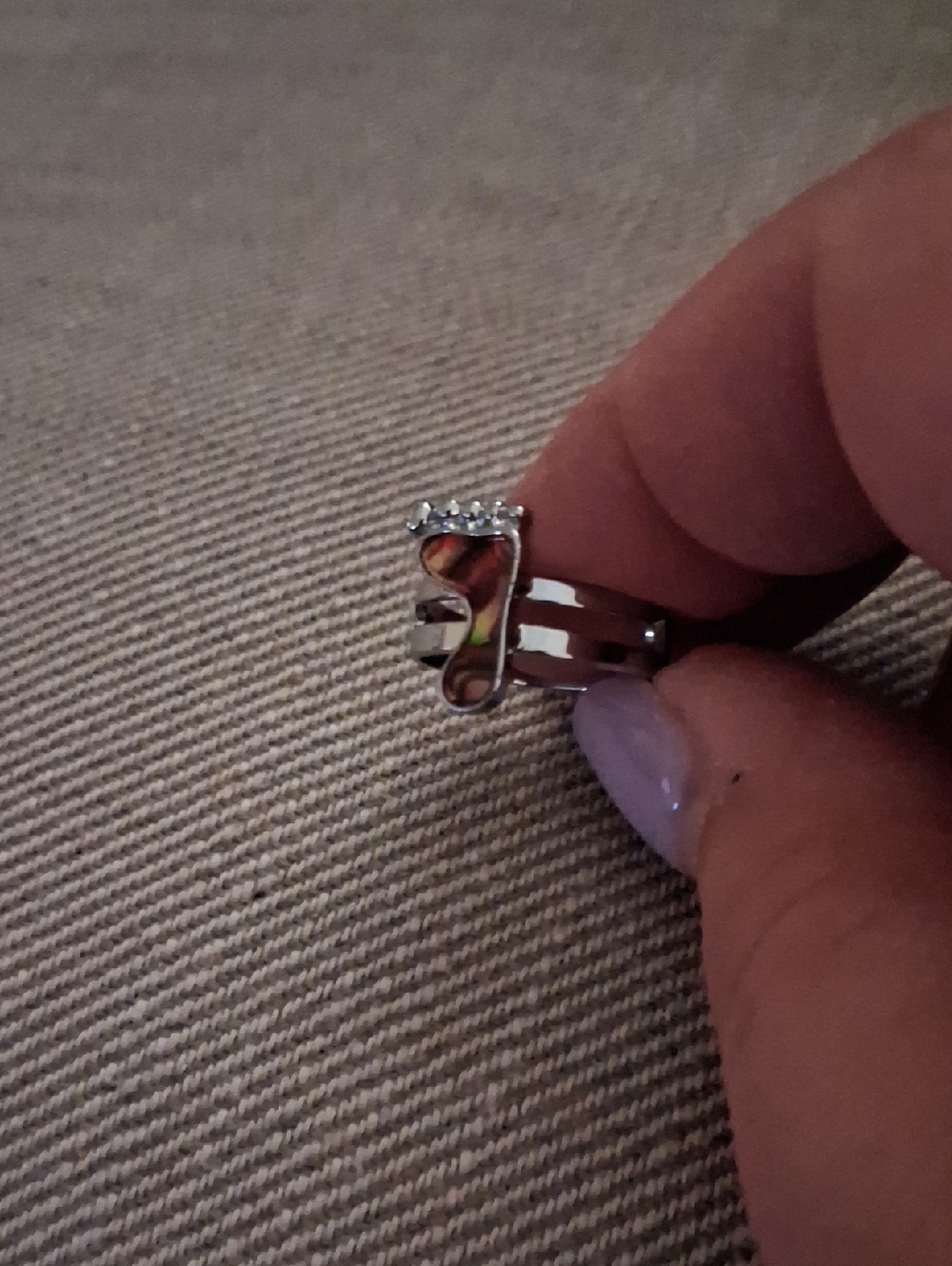 Silver Hang Ten Foot Accent Ring - Multicolor Inlay - Adjustable